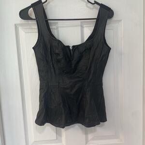 Nanette Lepore Leather Corset Bustier Size 2 Zip Up Back